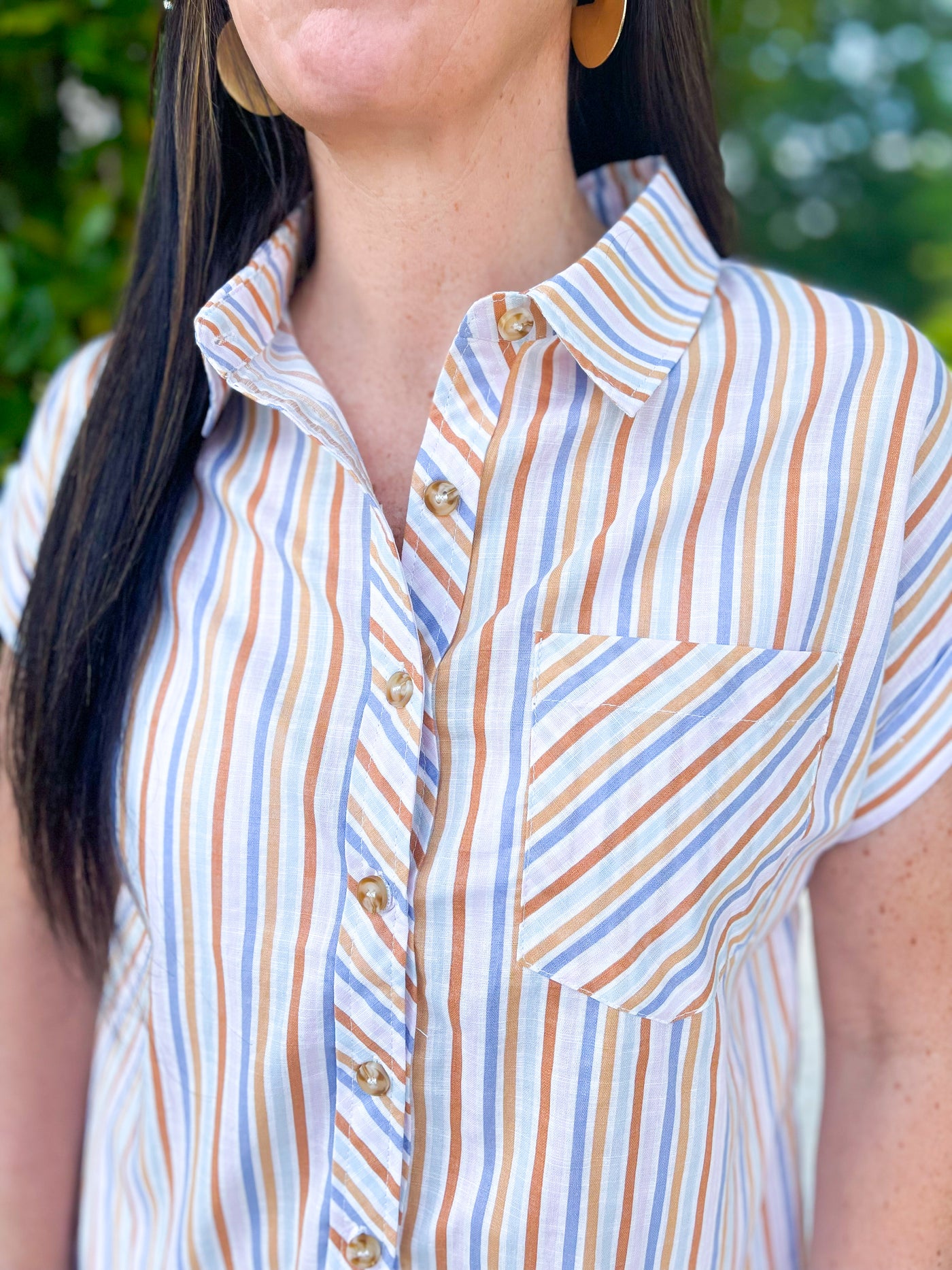 Time, Love, and Tenderness Striped Button Down Top