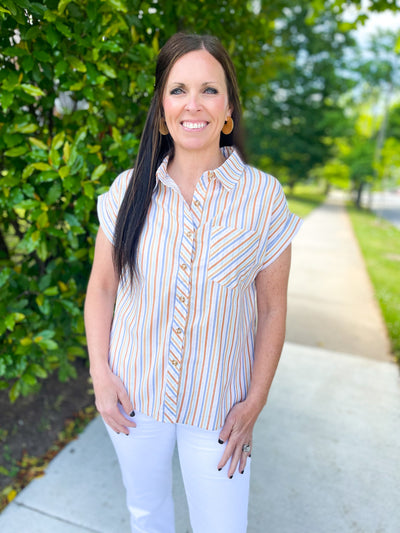 Time, Love, and Tenderness Striped Button Down Top