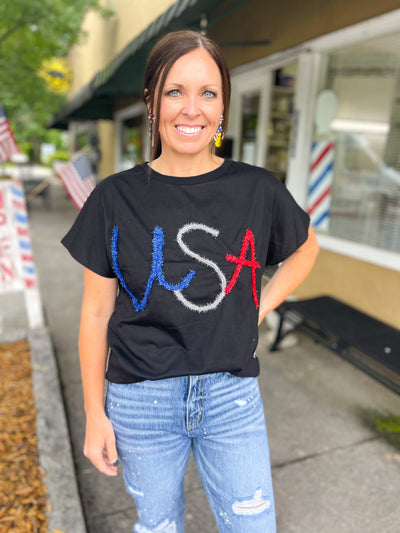 Party in the USA Metallic Letter Tee