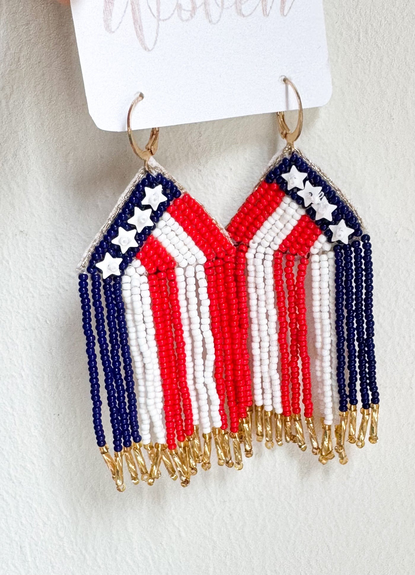 America Flag Tassel Earrings