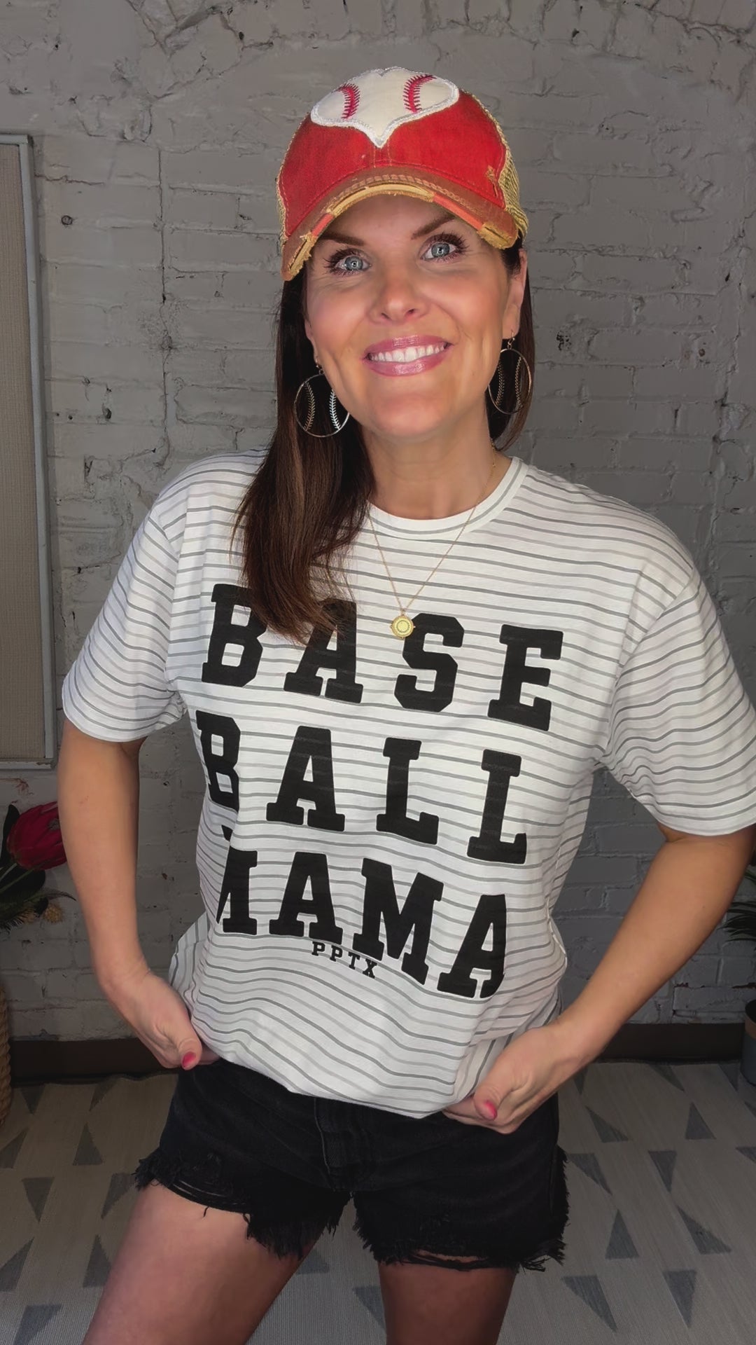 Striped Baseball Mama T-shirt