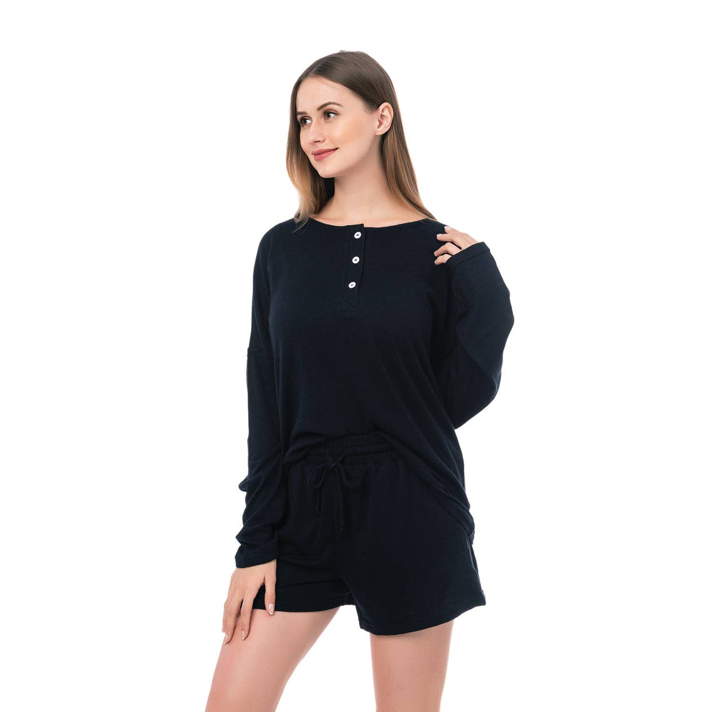 Winny Henley Style Hacci Loungewear Set