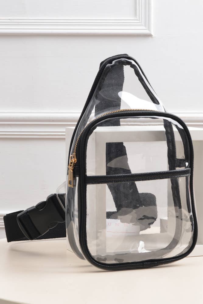Clear Stadium Sling Bag-Black