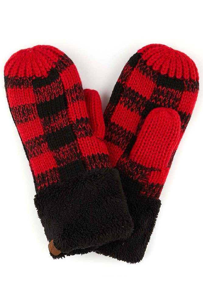 C.C Buffalo Check Knit Gloves