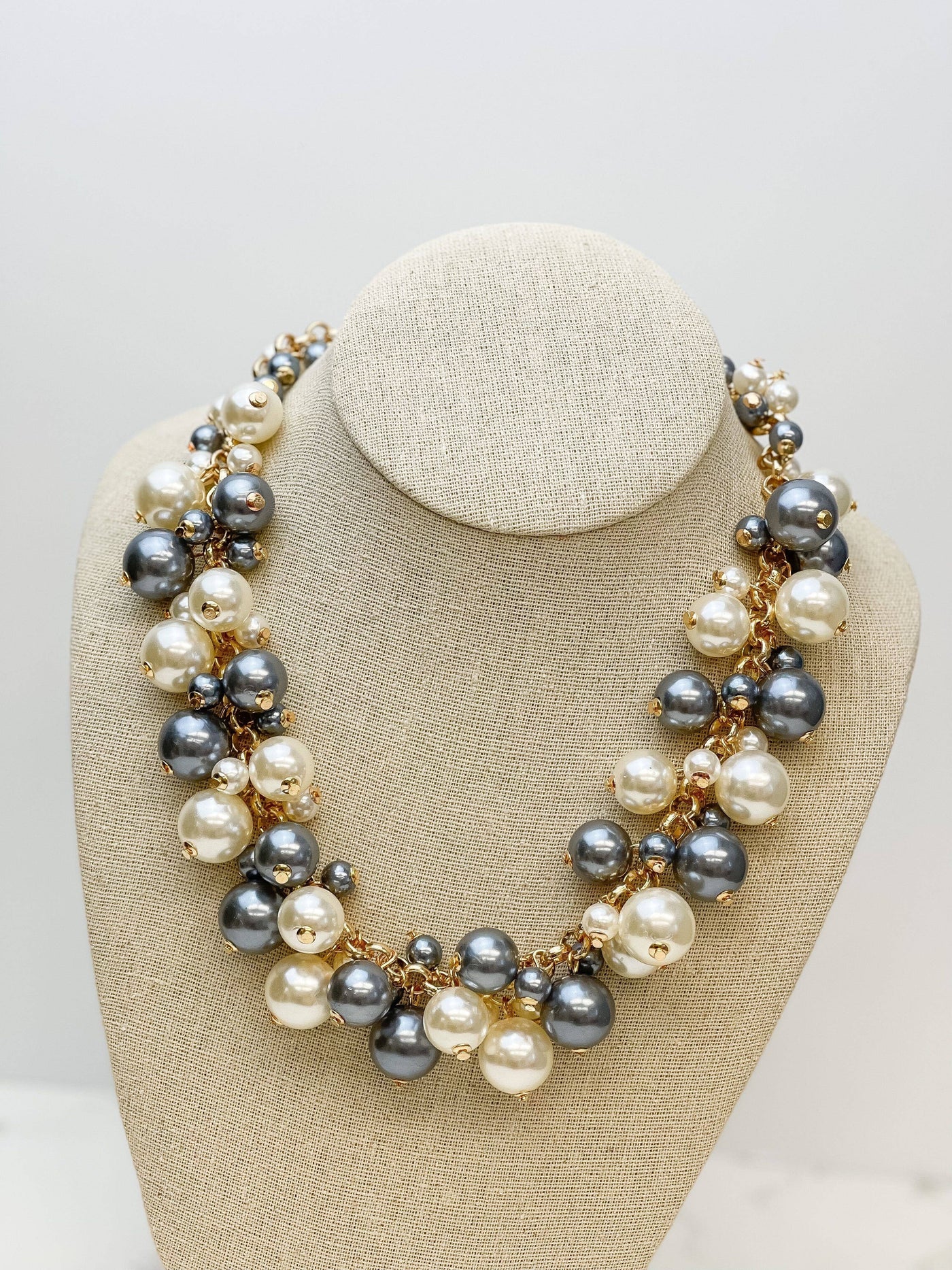 Pearl Bauble Necklace - Oxford Gray