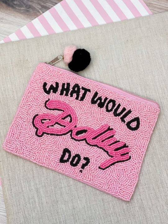 'What Would Dolly Do' Beaded Zip Pouch