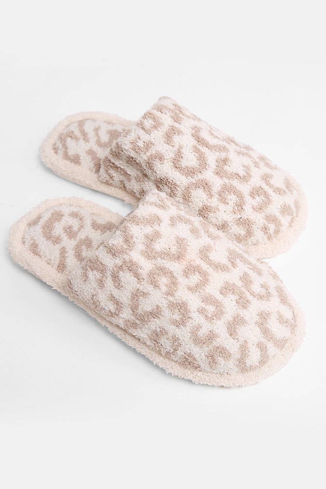 Leopard Print Fuzzy Microfiber Slipper