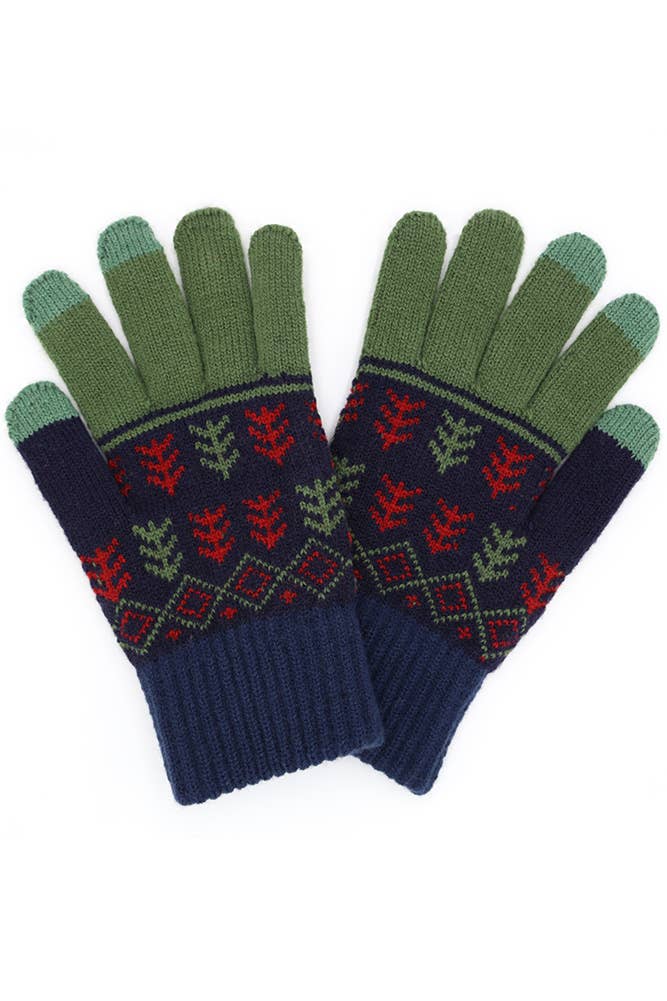 Aztec Pattern Knit Gloves
