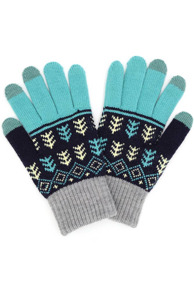 Aztec Pattern Knit Gloves