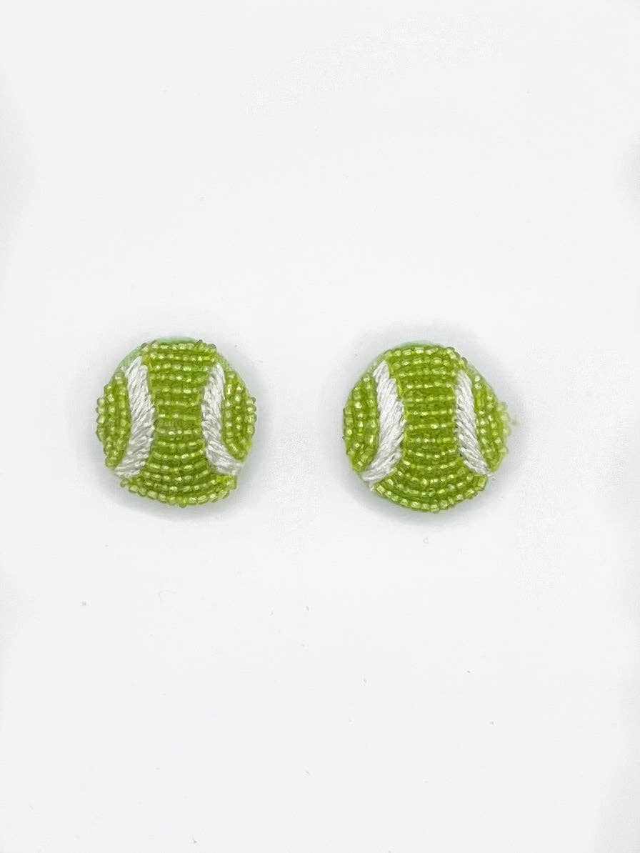 Tennis Ball Beaded Stud Earrings