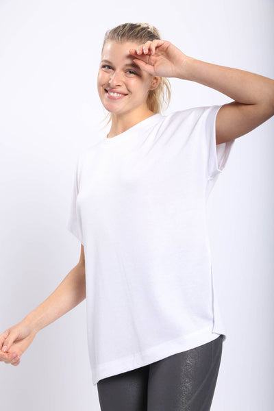 It Must Have Been Love White Short Sleeve Top with Side Slits