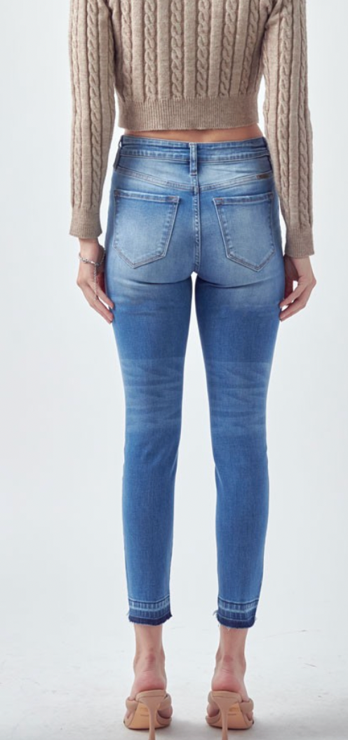 Medium Blue High Rise Ankle Skinny
