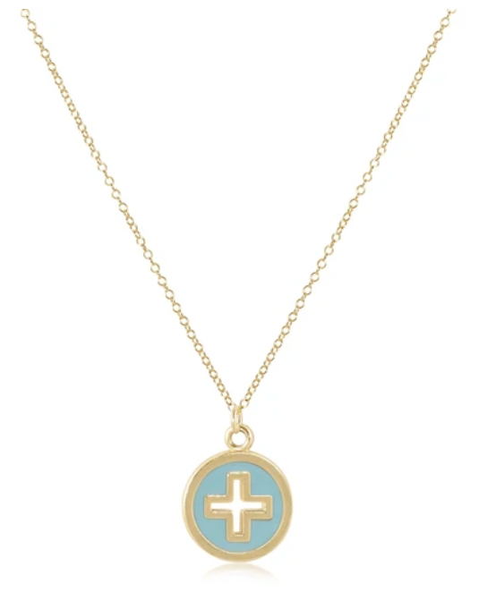 enewton 16" Necklace Gold-Signature Cross Gold Disc (Turquoise)