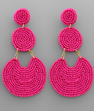 Red Light Special 3 Bead Disk Link Earrings