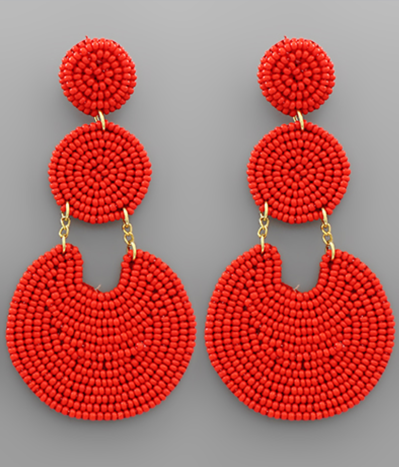 Red Light Special 3 Bead Disk Link Earrings