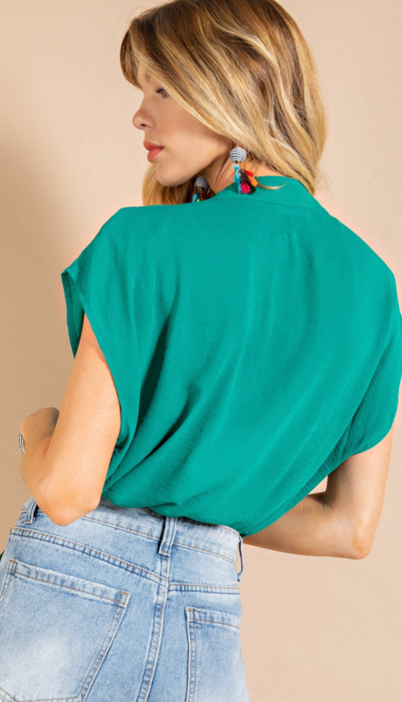With or Without You Kelly Green Wrap Front Bodysuit