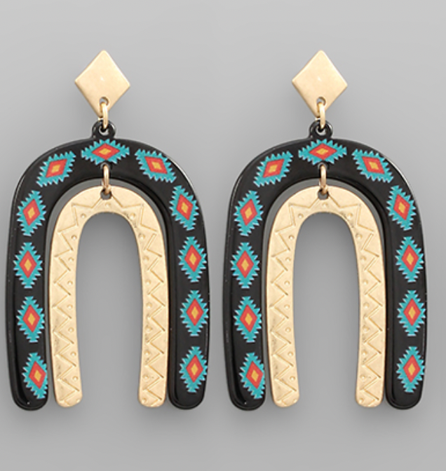 Aztec Pattern Arch Earrings