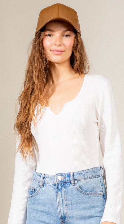 She's Like the Wind Ribbed Slit Neck Bodysuit
