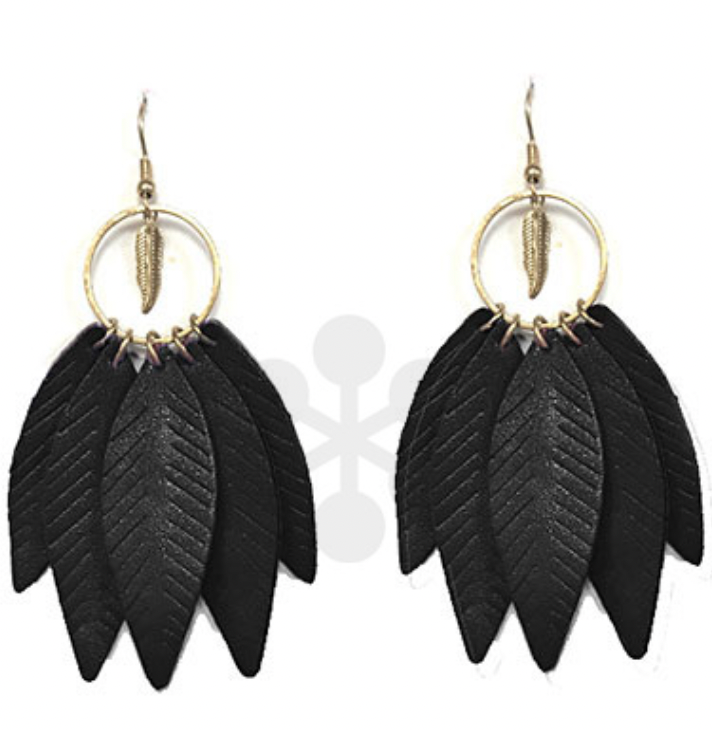 5 Leather Feather Earrings