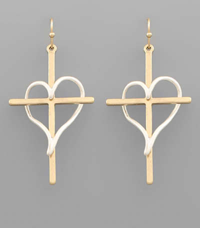 Heart Cross Earrings