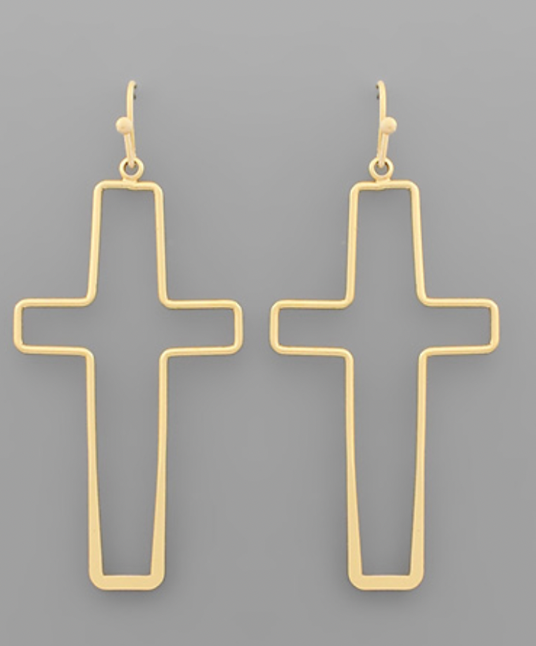 Brass Cross Earrings