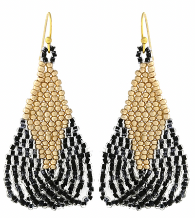 Bead Rhombus Fringe Earrings