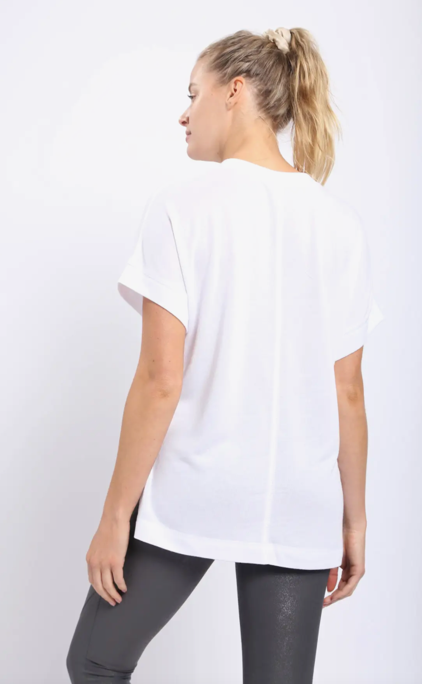 It Must Have Been Love White Short Sleeve Top with Side Slits
