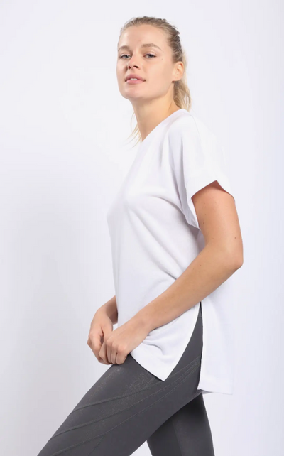 It Must Have Been Love White Short Sleeve Top with Side Slits