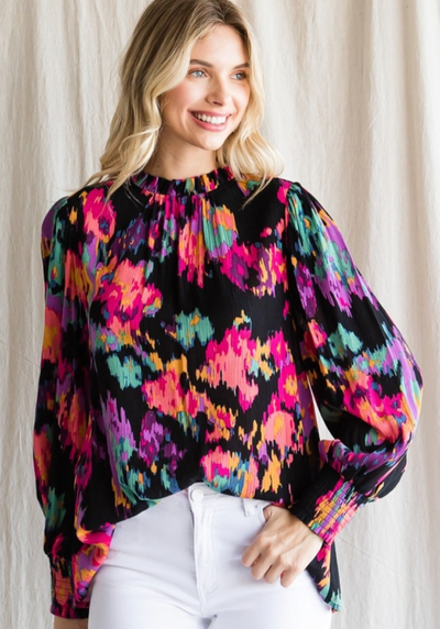 Vogue Abstract Floral Print Top
