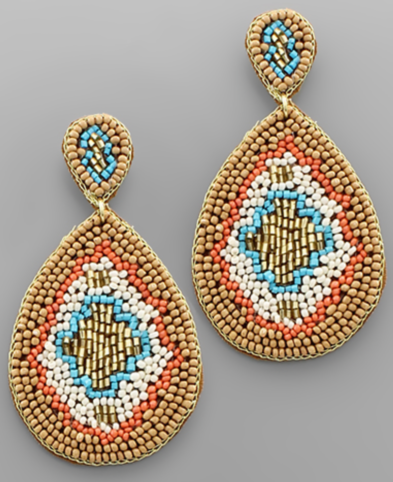 Pattern Beads Teardrop Earrings