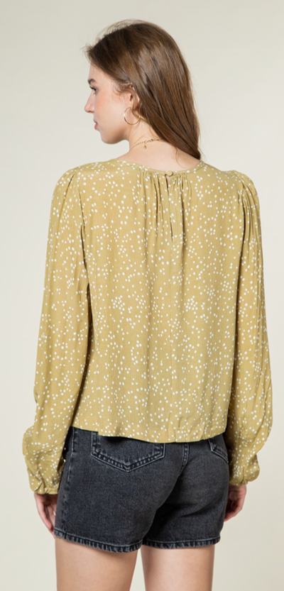 Giving You The Benefit Light Olive Dot Blouse
