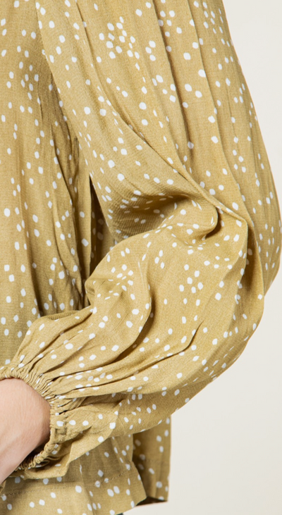Giving You The Benefit Light Olive Dot Blouse