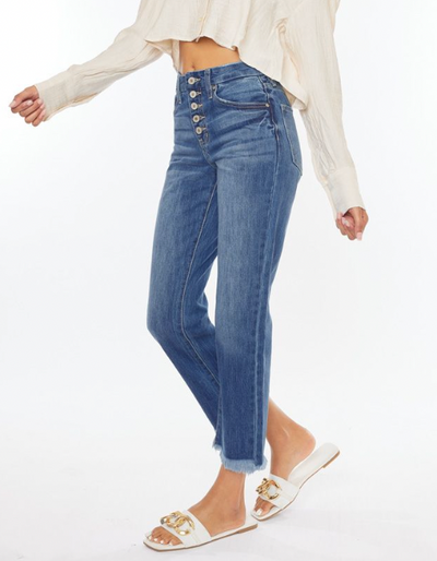 Ciska Straight Cropped Frayed Hem Jeans