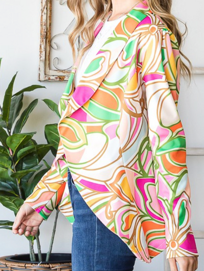 High Enough Multicolor Floral Open Blazer