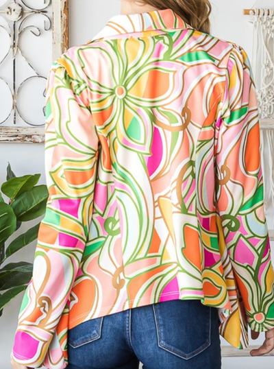 High Enough Multicolor Floral Open Blazer