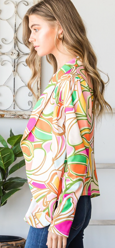 High Enough Multicolor Floral Open Blazer