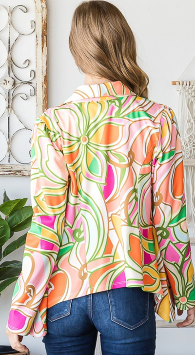 High Enough Multicolor Floral Open Blazer