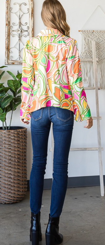 High Enough Multicolor Floral Open Blazer