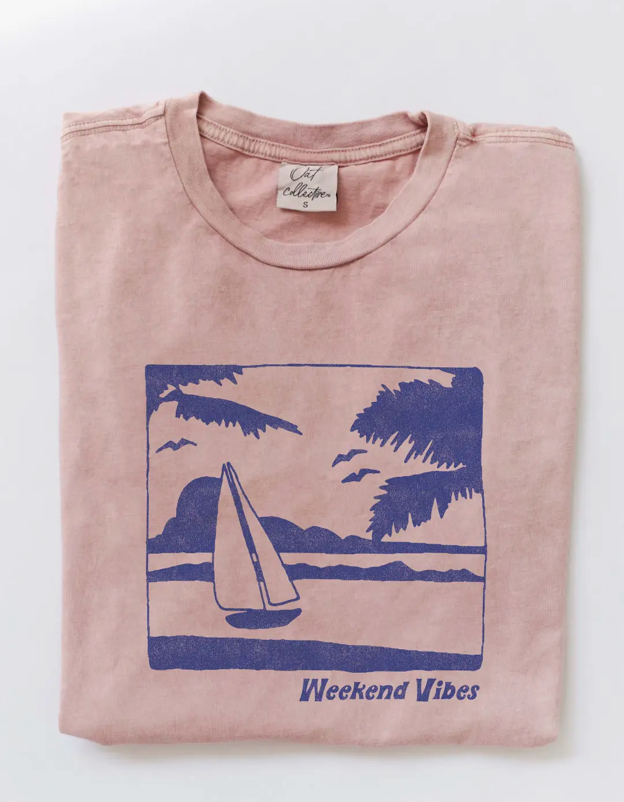 Weekend Vibes Mineral Washed Tee