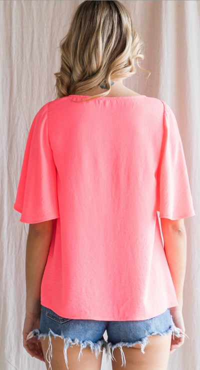 Coming Out of the Dark Neon Bell Sleeve Top