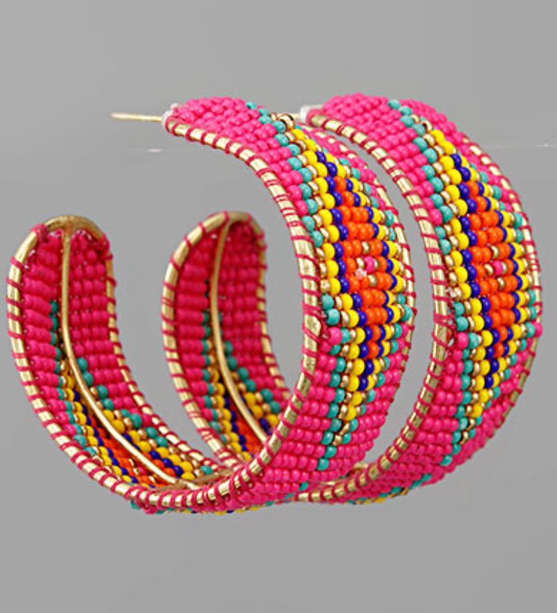 Rhombus Pattern Beads Hoops