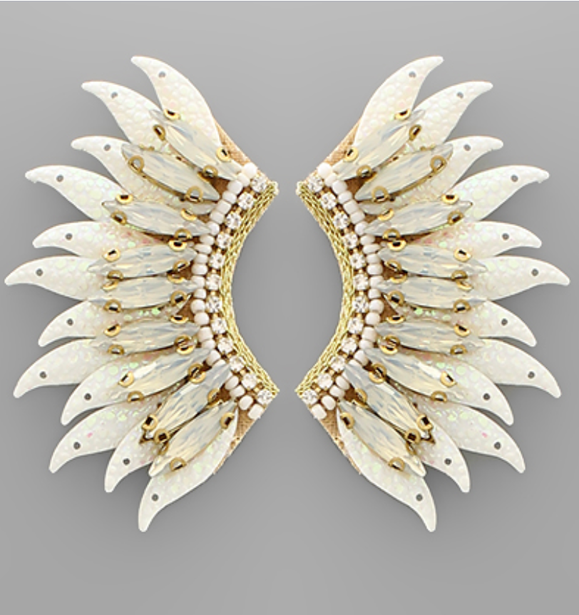 Sequin & Glass Wing Earrings