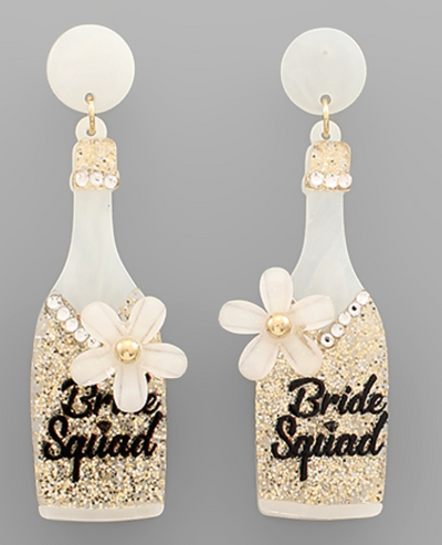 Bride Squad Champagne Earrings