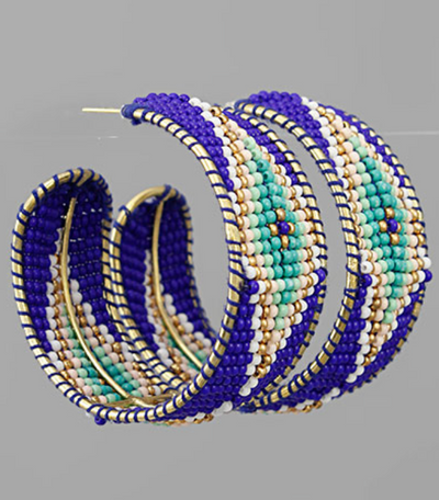 Rhombus Pattern Beads Hoops