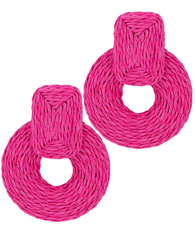 Wrapped Raffia Door Knocker Earrings
