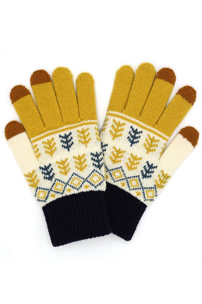 Aztec Pattern Knit Gloves