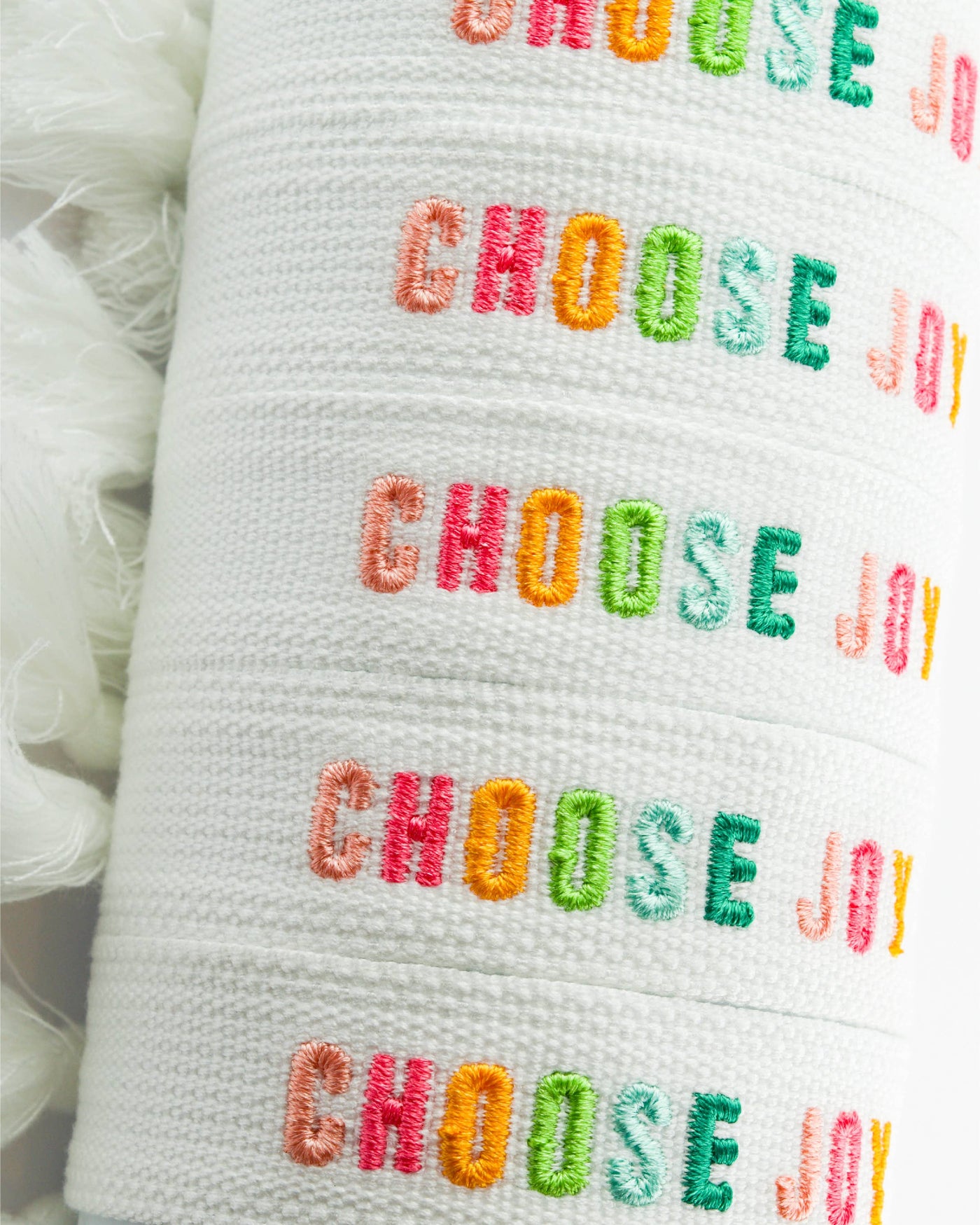 Colorful Embroidered Bracelets | White | Choose Joy