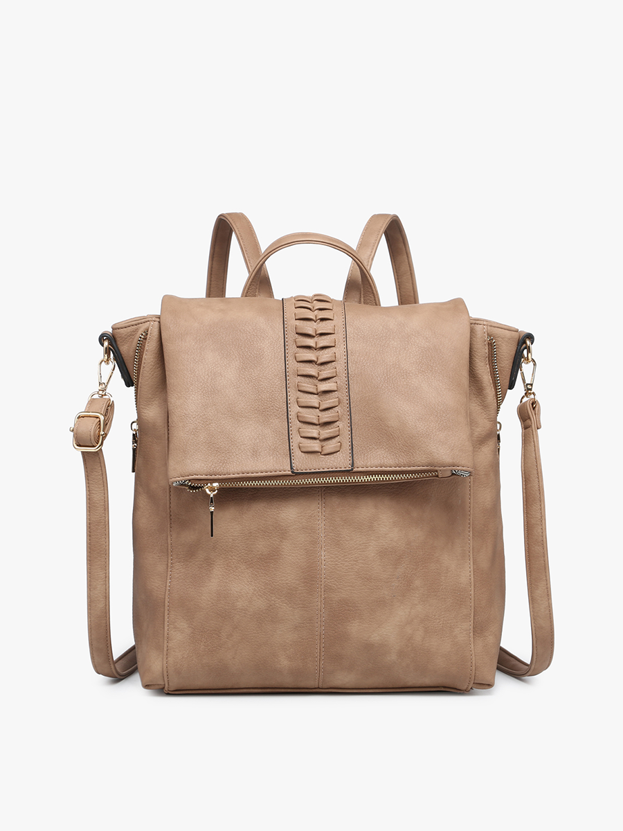 Vivian Distressed Convertible Backpack: Tan