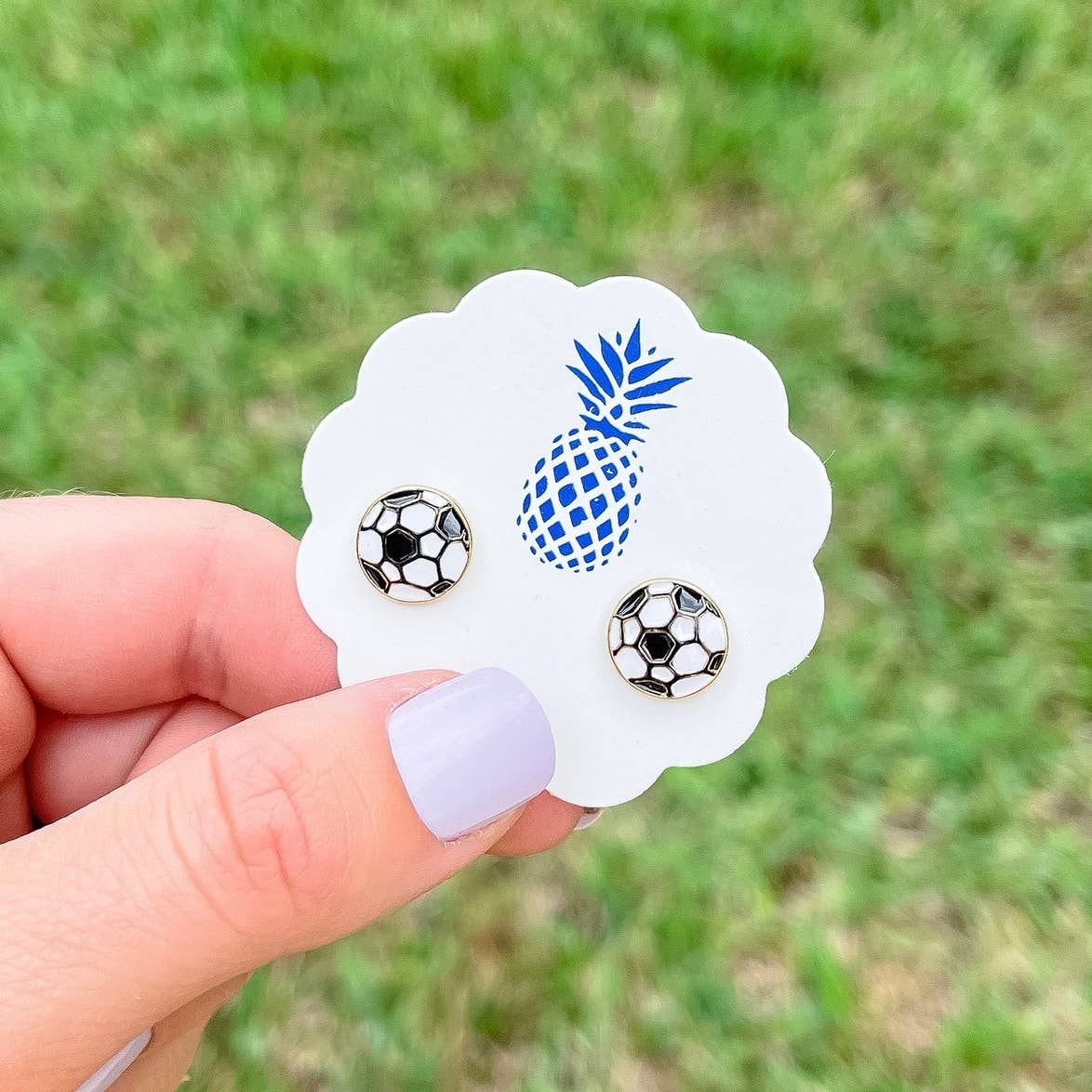 Soccer Ball Signature Enamel Stud Earrings