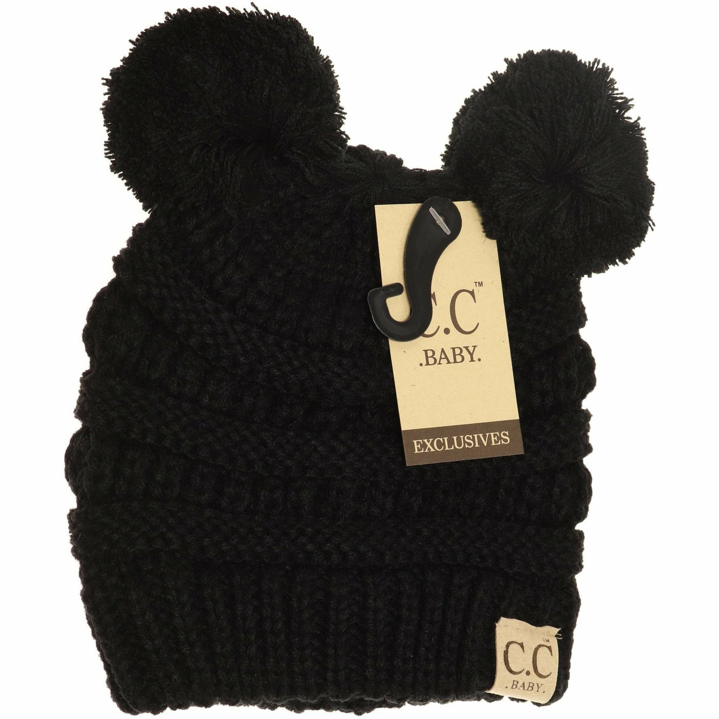 BABY Solid Double Pom CC Beanie BABY23POMPOM: Black